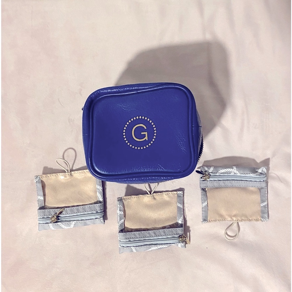 Boulevard Blue Travel Jewerly Case w/6 zipper bags ring & earring holders inside